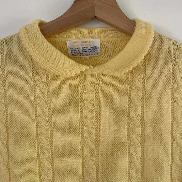 Cutest Vintage 50s Yellow Collared Sweater - XS - Picture 4 of 4